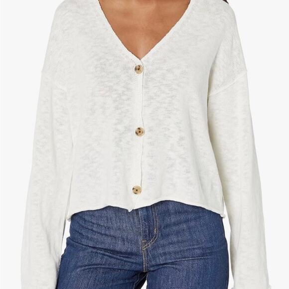 NEW Velvet Graham & Spencer Gabriel Cardigan Sweater White Medium Linen Cotton - Picture 1 of 10